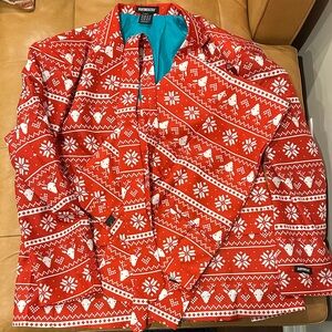Festive Red and White Snowflake Jacket